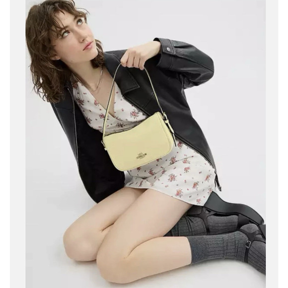 Coach Kailey Shoulder/Crossbody Bag In Pebble Leather/Yellow CY707 NWT - Picture 8 of 11